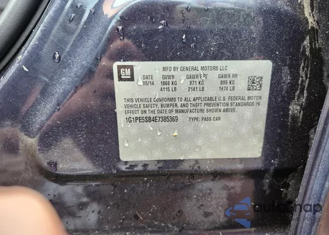 2014 Chevrolet Cruze из США, поврежденный, VIN 1G1PE5SB4E7385369